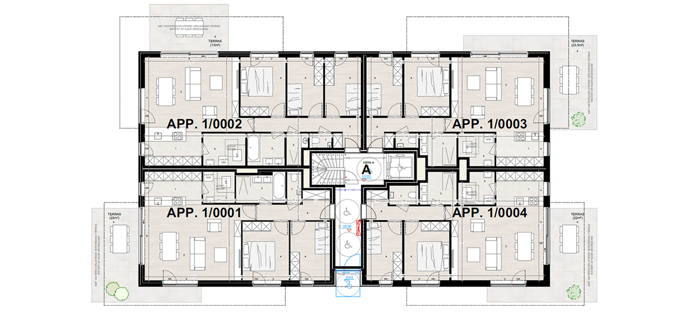 Parkappartement gebouw A Gelijkvloers